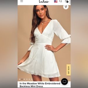Lulus In the Meadow White Embroidered Backless Mini Dress